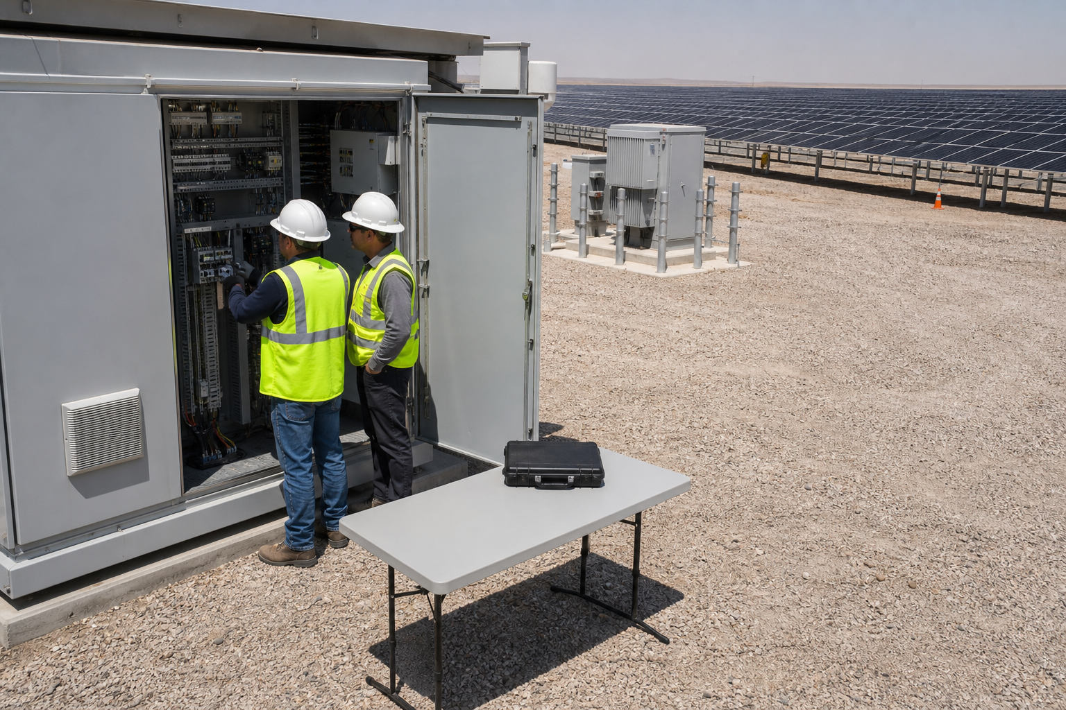 Engineers commissioning plant systems on site.